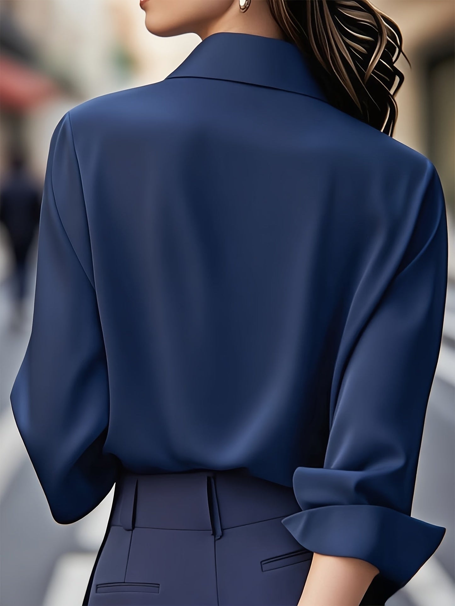 Elenochka - Camisa Estilosa de Manga Longa com Fechamento de Botão