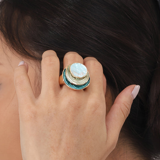 Anel de esmalte boho de três camadas