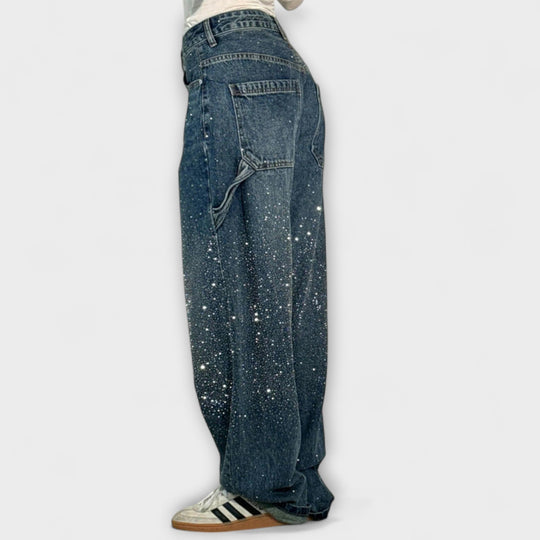 Fable - Jeans Denim Brilho no Estilo Balloon Carpenter
