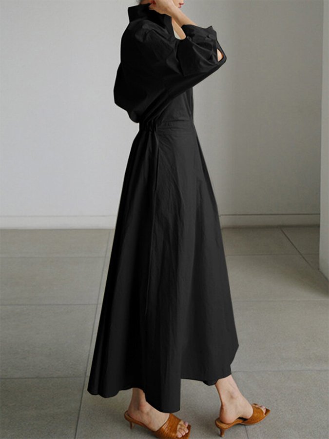 Brynn - Vestido Swing A-Line com Gola Polo Chic