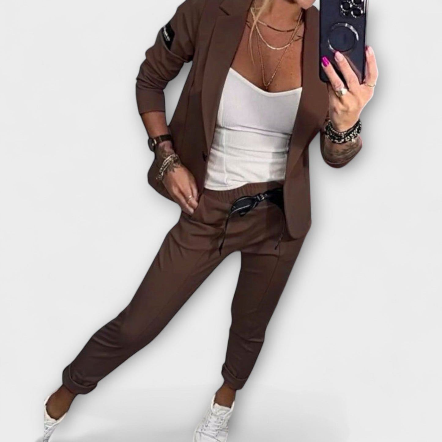 Malou - Conjunto Coordenado de Top, Jaqueta e Calça