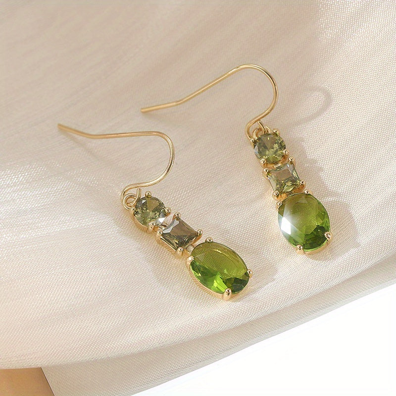 Brincos Pendentes Retrô Elegantes em Verde
