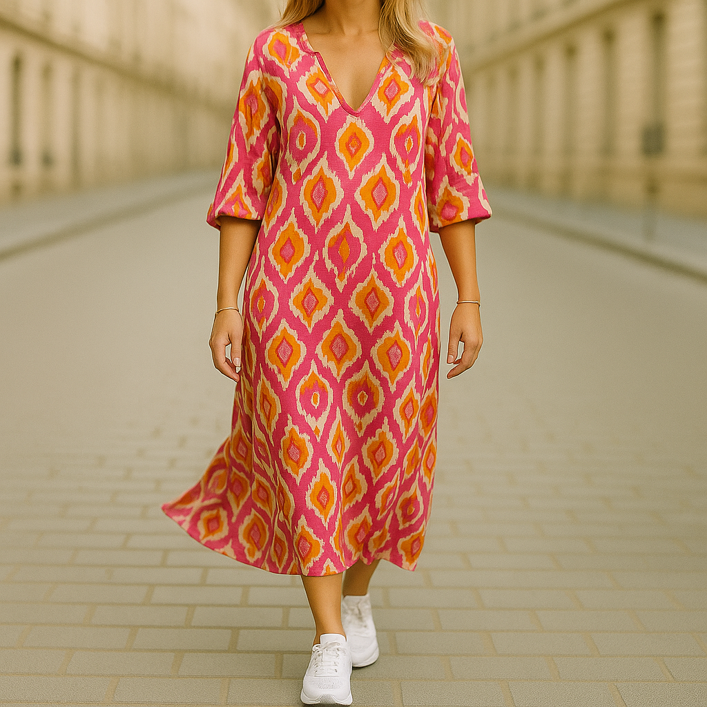 Ghislaine - Vestido Longo com Estampa Boêmia