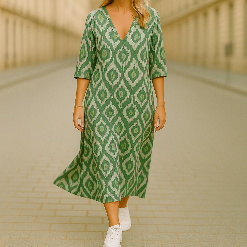 Ghislaine - Vestido Longo com Estampa Boêmia
