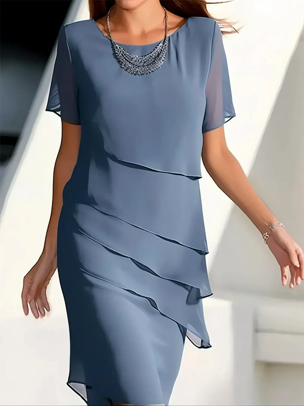 Vestido Midi de Chiffon em Camadas™