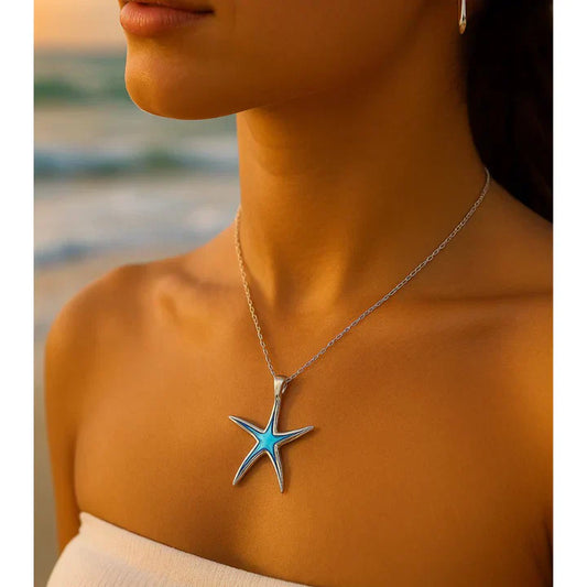 Colar de Estrela do Mar Azul do Oceano