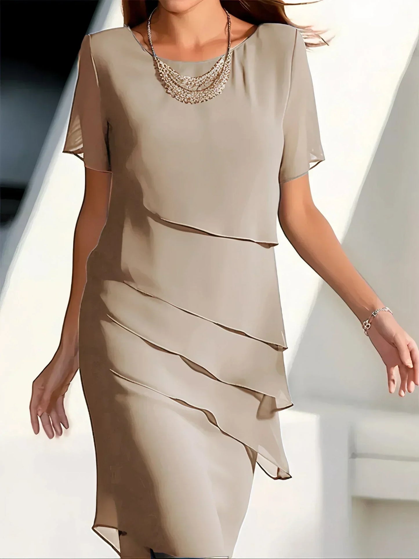 Vestido Midi de Chiffon em Camadas™