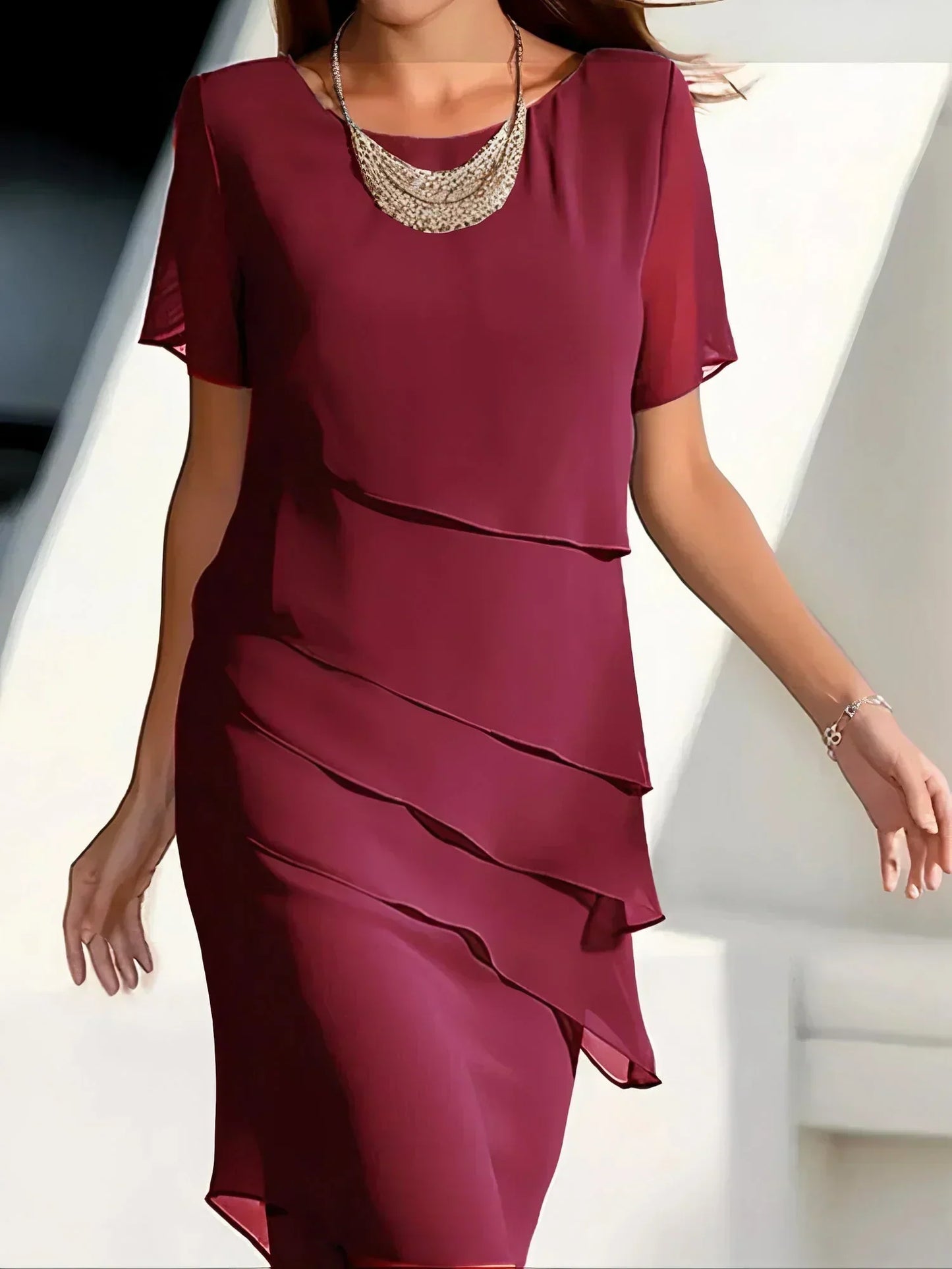 Vestido Midi de Chiffon em Camadas™