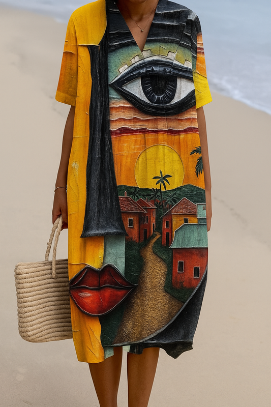 Tania - Vestido de Algodão Inspirado em Artistas