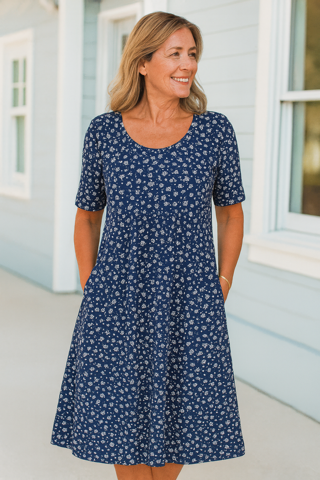 Maribelle | Vestido Midi Floral Sem Esforço - Cobre os braços superiores e a barriga