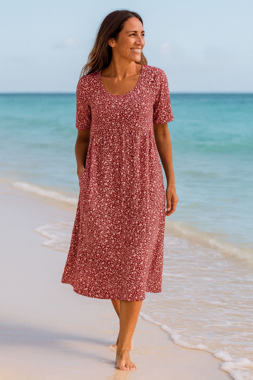 Maribelle | Vestido Midi Floral Sem Esforço - Cobre os braços superiores e a barriga