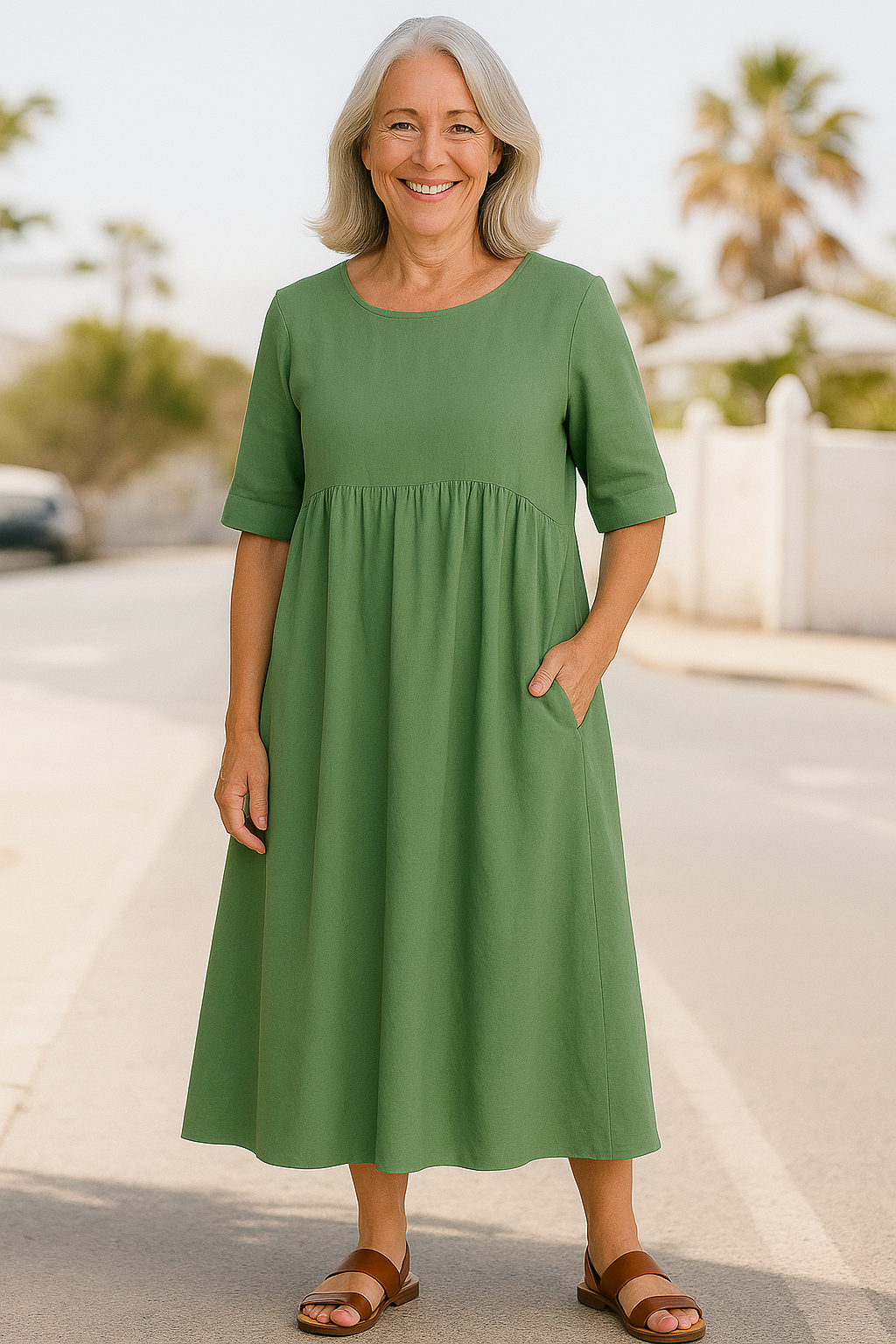 Anora | Vestido de Algodão com Bolsos que Valoriza