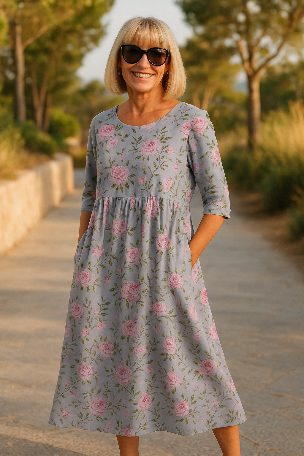 Eliza | Vestido Midi Relaxado - Elegância Sem Esforço, Conforto Diário