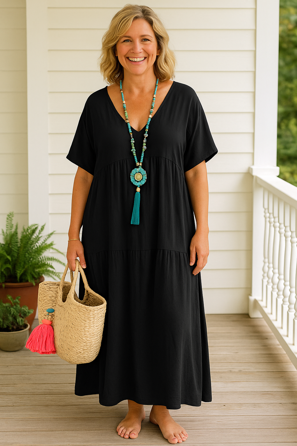 Elarin | Vestido Midi Airflow – Graça Sem Esforço, Conforto Diário