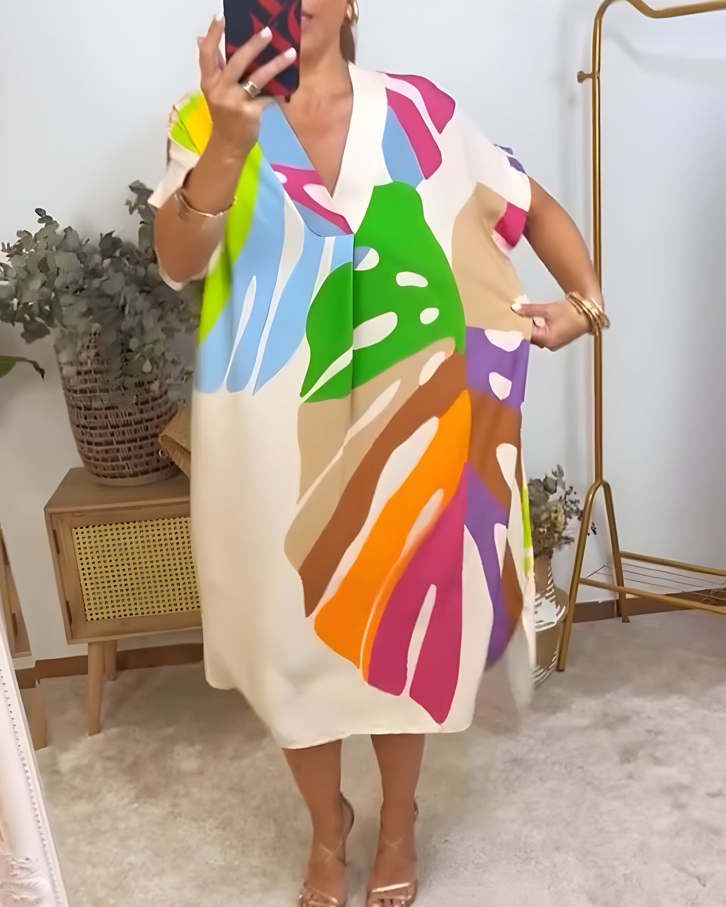 Rianna - Vestido com Estampa Abstrata