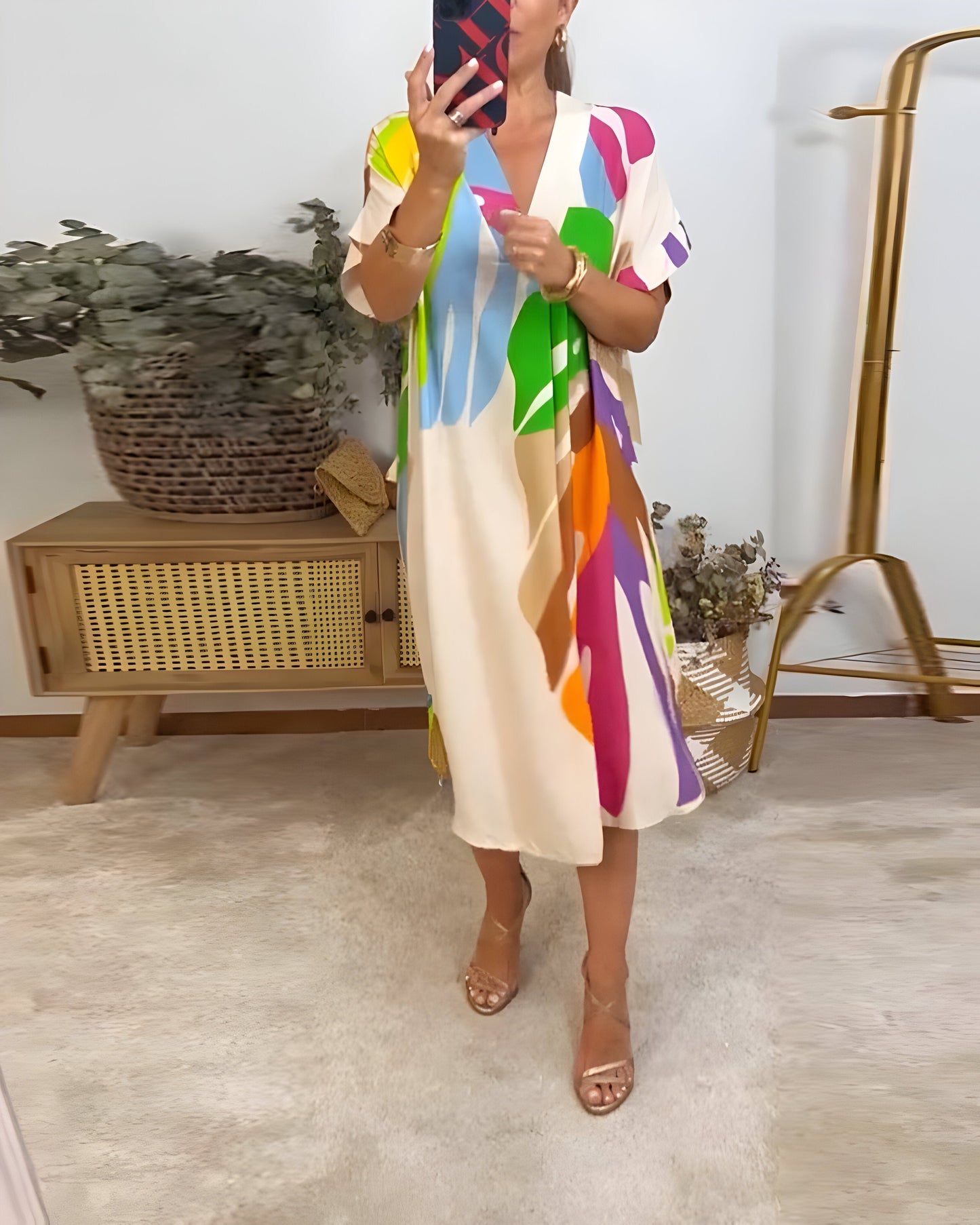 Rianna - Vestido com Estampa Abstrata