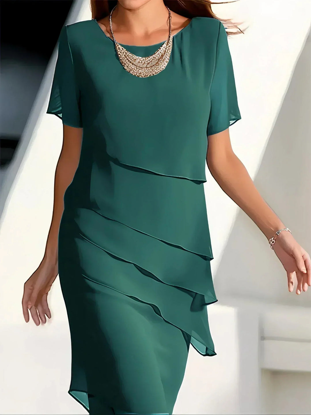 Vestido Midi de Chiffon em Camadas™
