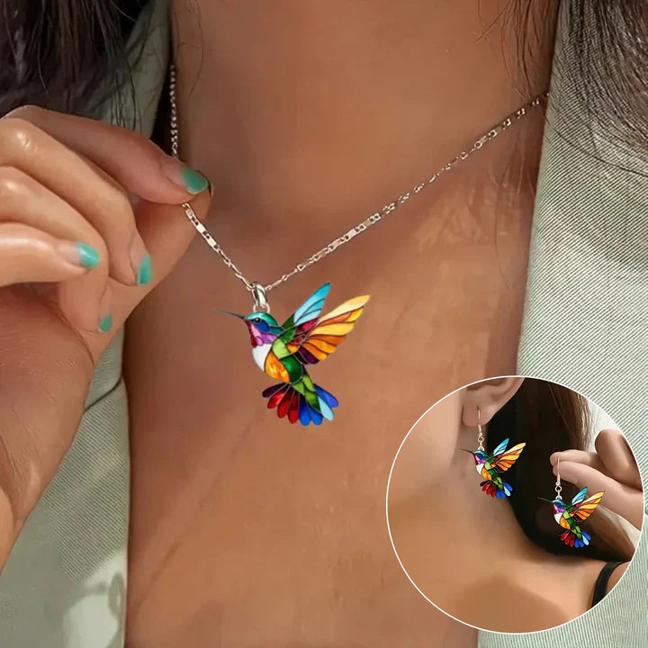 Linda Colar de Beija-flor com Brincos Bônus – Oferta por Tempo Limitado