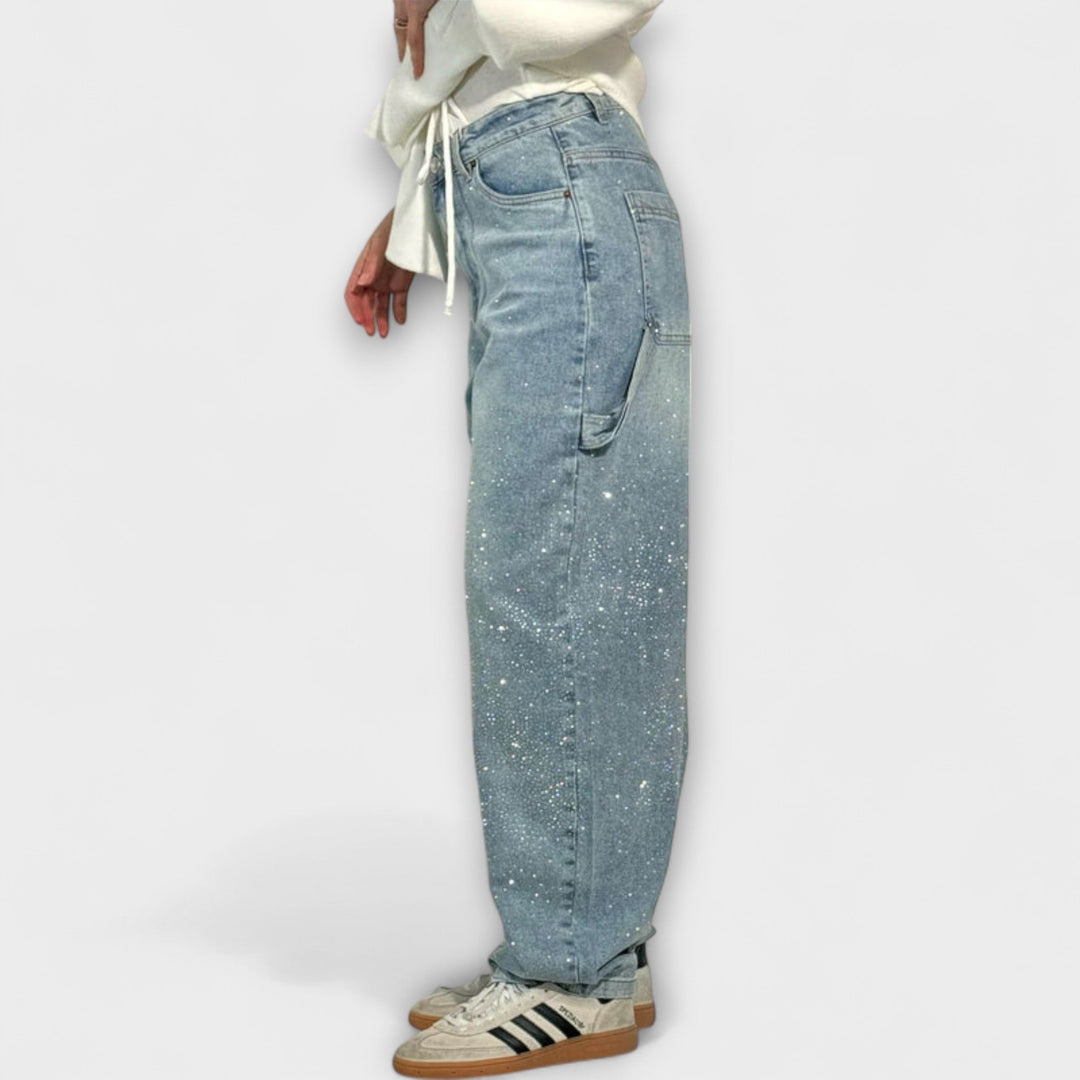 Fable - Jeans Denim Brilho no Estilo Balloon Carpenter