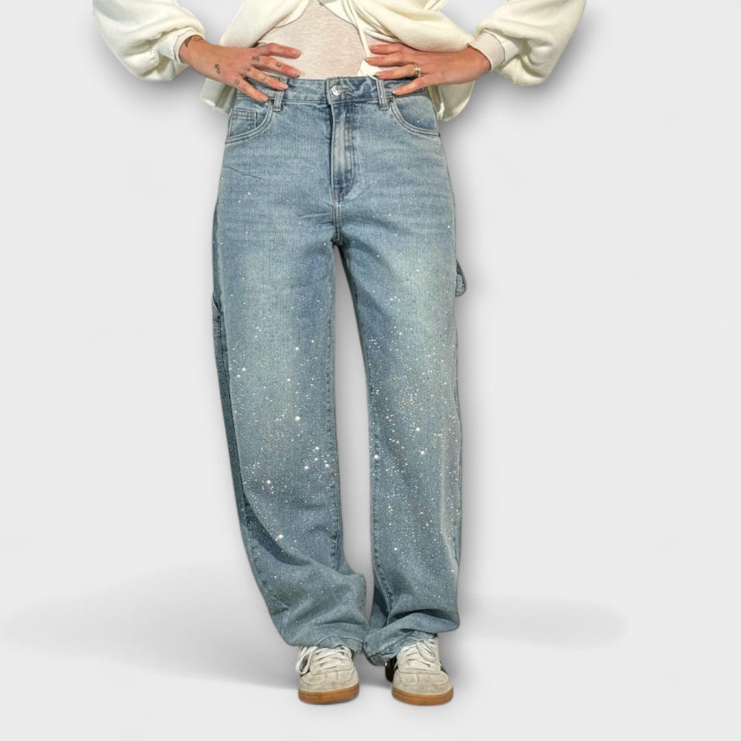 Fable - Jeans Denim Brilho no Estilo Balloon Carpenter