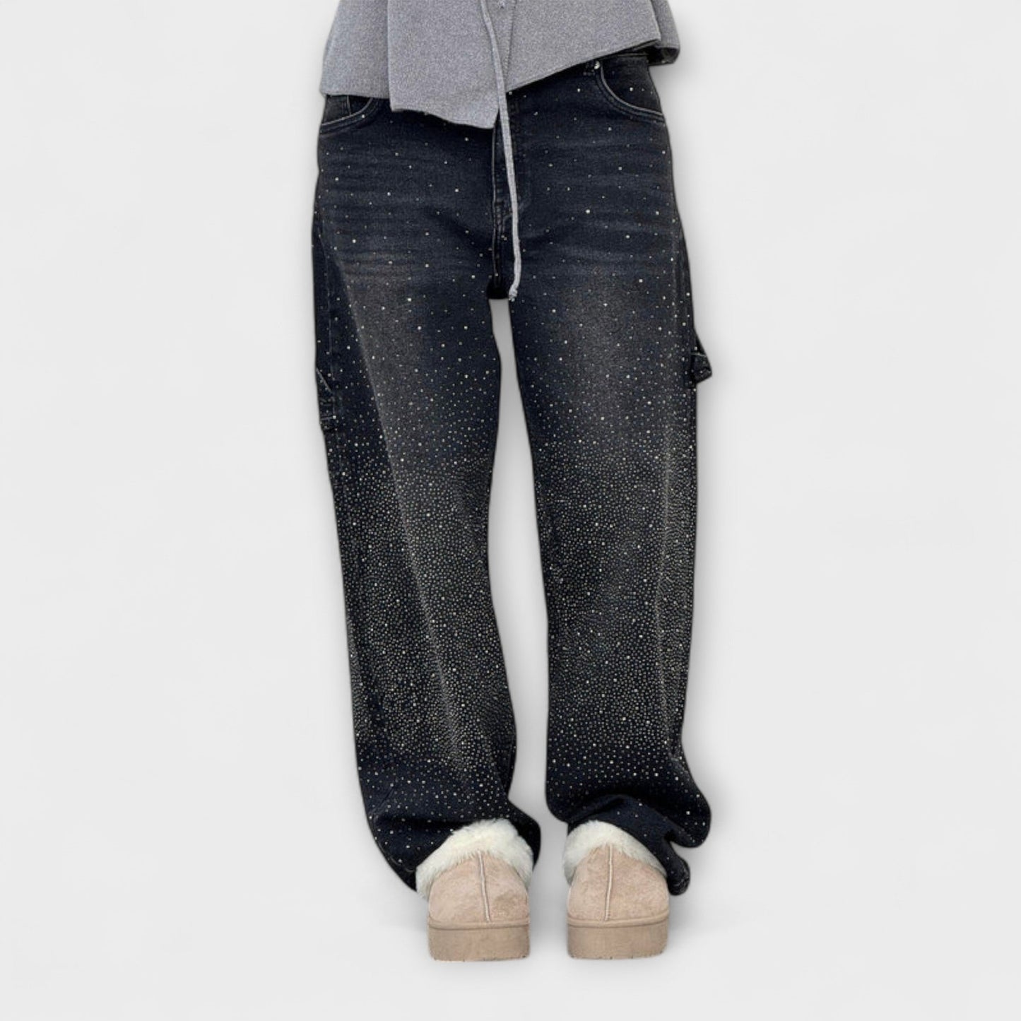 Fable - Jeans Denim Brilho no Estilo Balloon Carpenter
