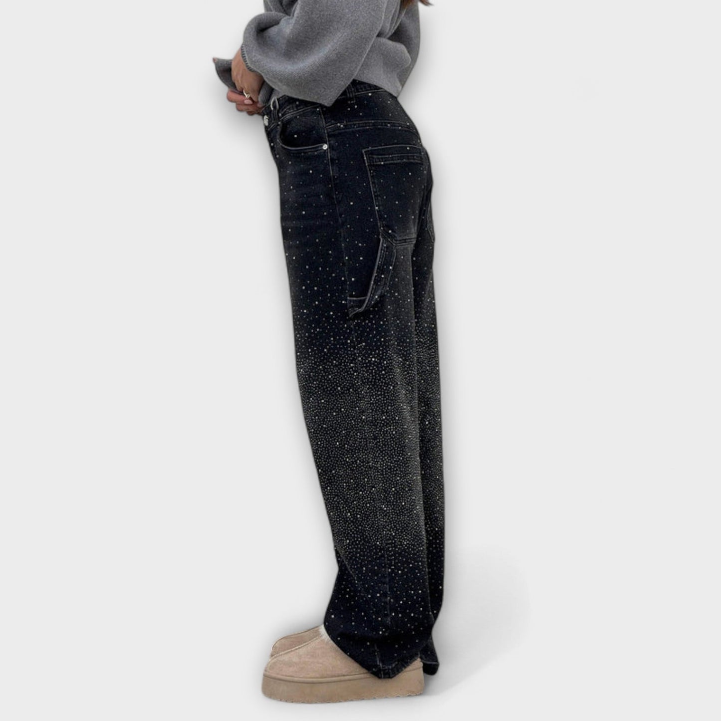 Fable - Jeans Denim Brilho no Estilo Balloon Carpenter