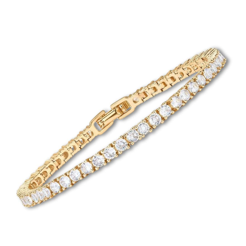 Bracelete de Tênis Clássico Elegante em Ouro