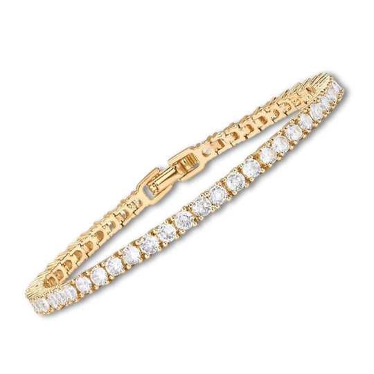 Bracelete de Tênis Clássico Elegante em Ouro