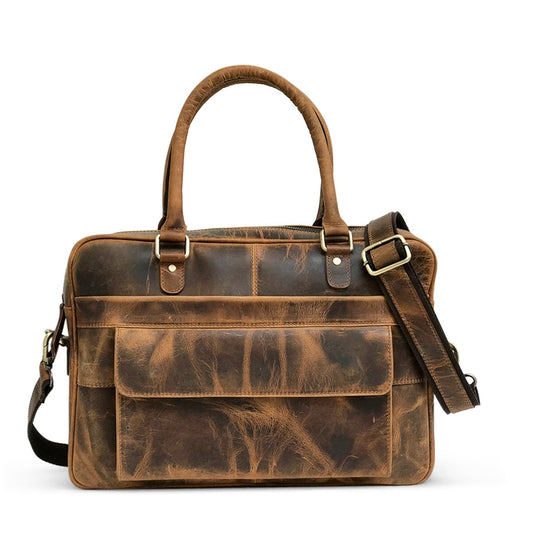 Bolsa para Laptop em Couro Marrom Hunter