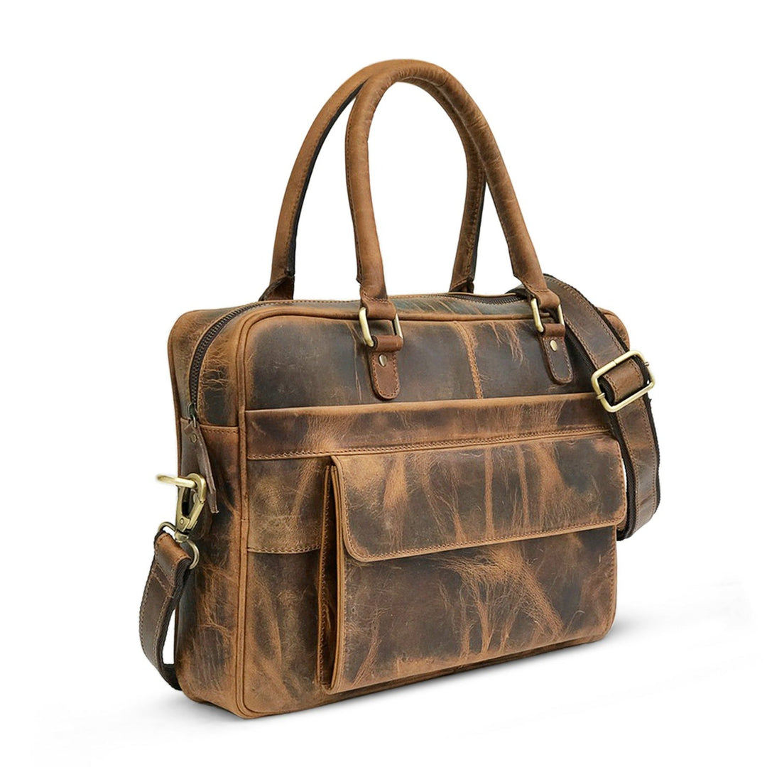 Bolsa para Laptop em Couro Marrom Hunter