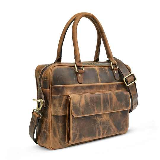 Bolsa para Laptop em Couro Marrom Hunter