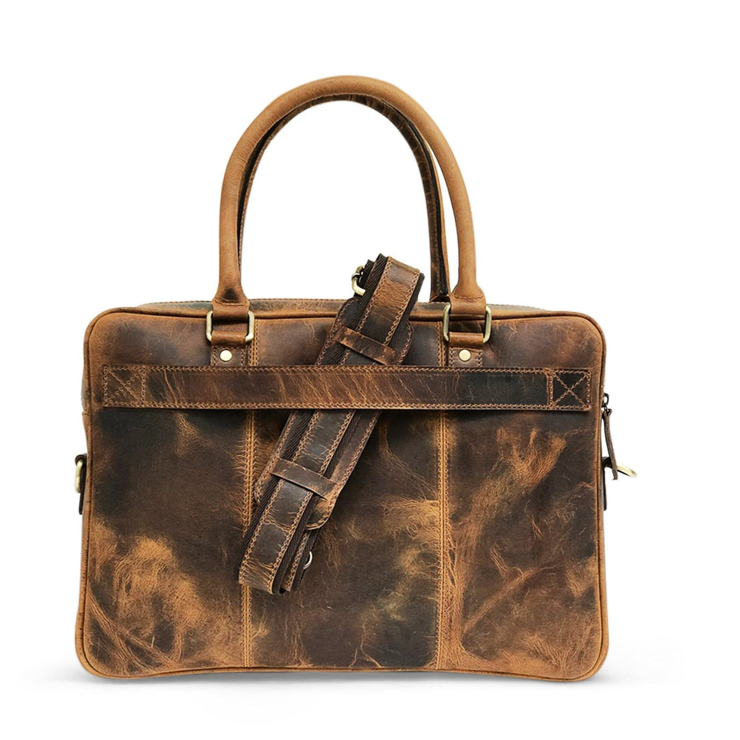 Bolsa para Laptop em Couro Marrom Hunter