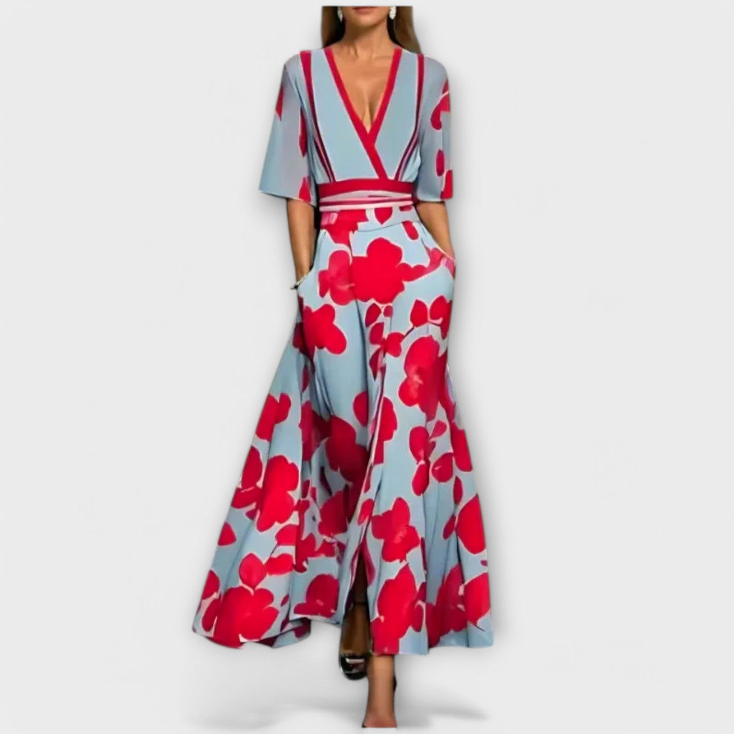 Elise - Vestido Carteira Floral Elegante