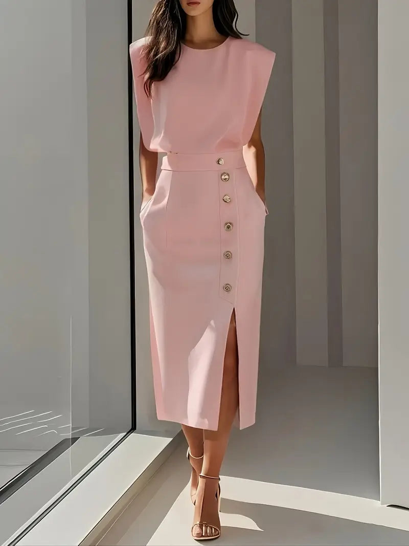 Yasmin – Vestido Midi com Fenda Lateral