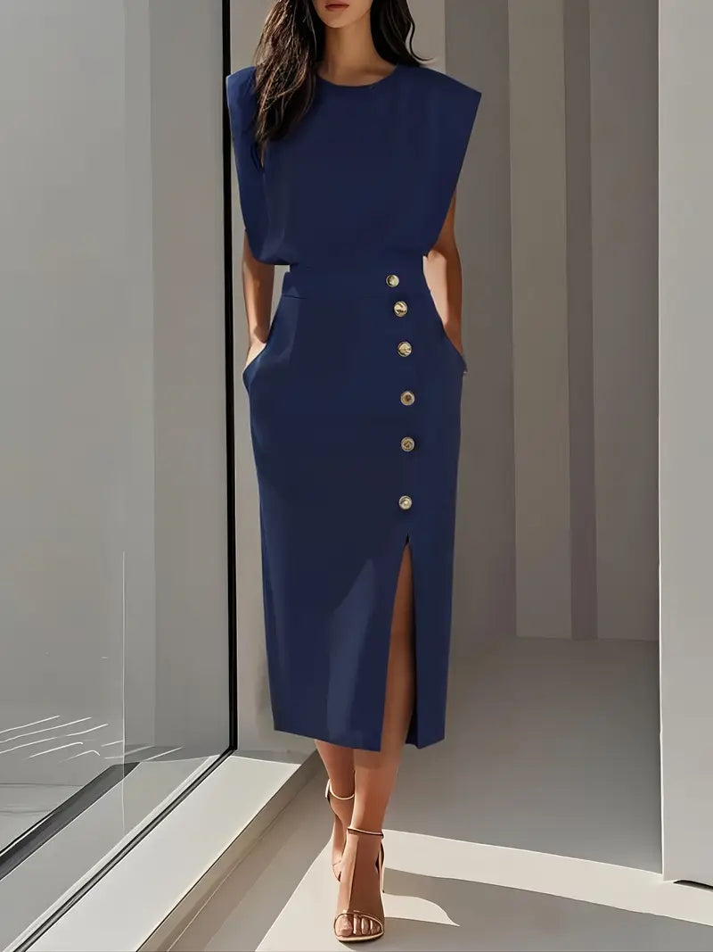 Yasmin – Vestido Midi com Fenda Lateral