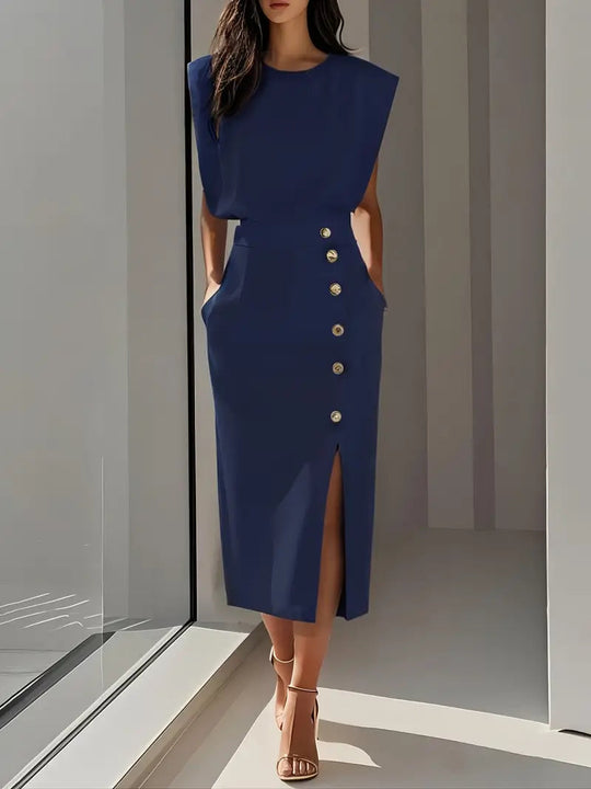 Yasmin – Vestido Midi com Fenda Lateral
