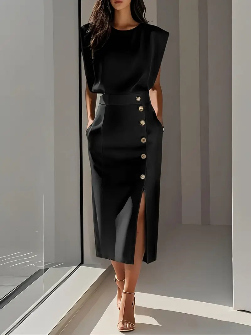 Yasmin – Vestido Midi com Fenda Lateral