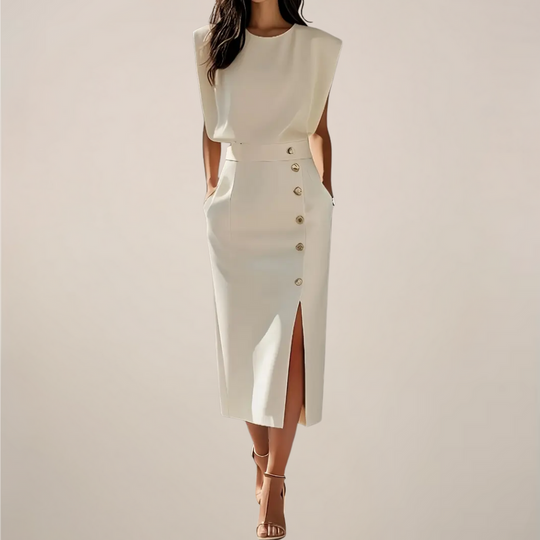 Yasmin – Vestido Midi com Fenda Lateral