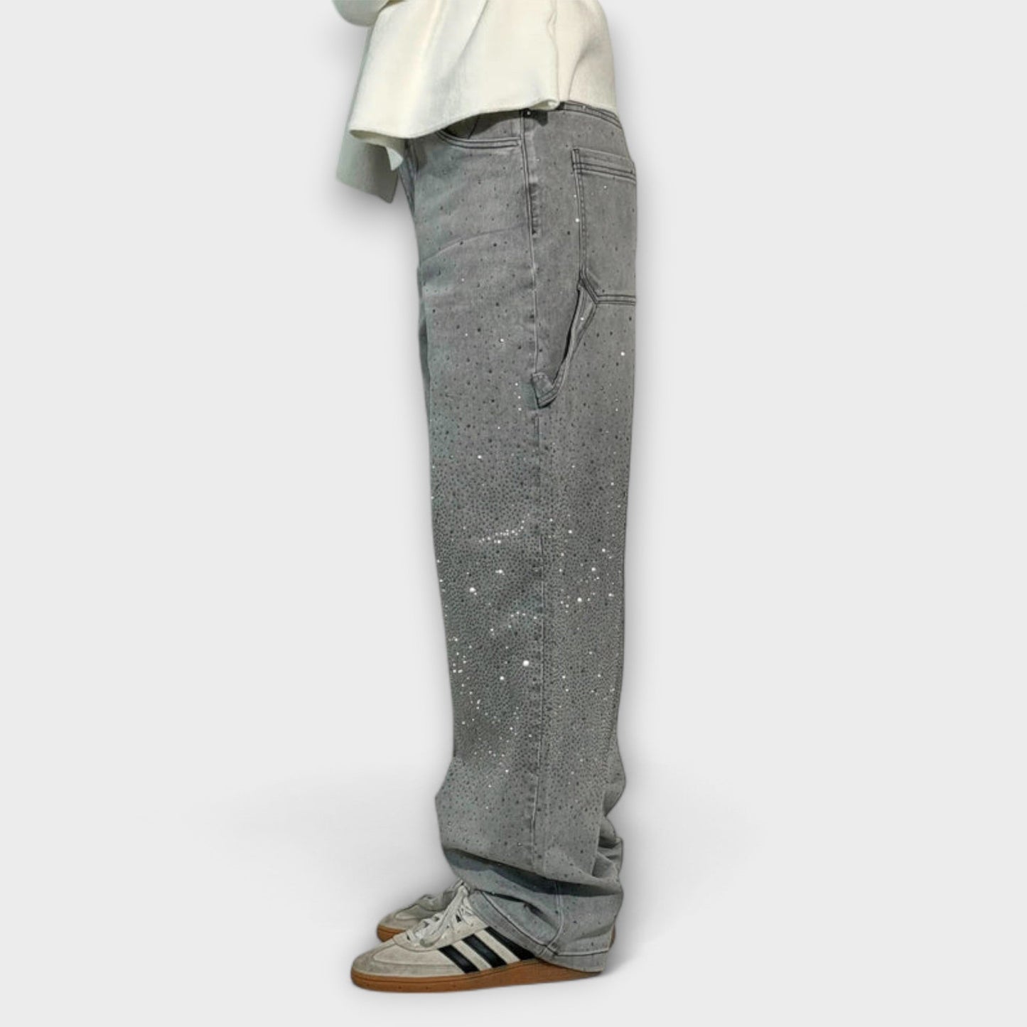 Fable - Jeans Denim Brilho no Estilo Balloon Carpenter