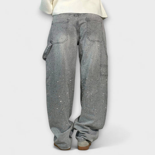 Fable - Jeans Denim Brilho no Estilo Balloon Carpenter