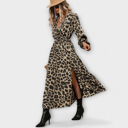 Natalie - Vestido Estiloso com Estampa de Leopardo