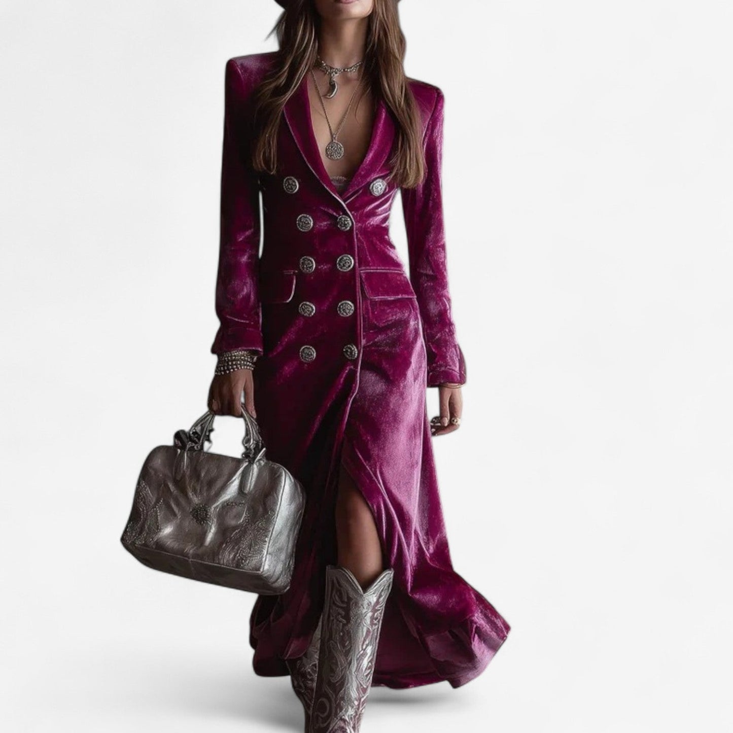 Virginie™ Robe Croisée em Veludo