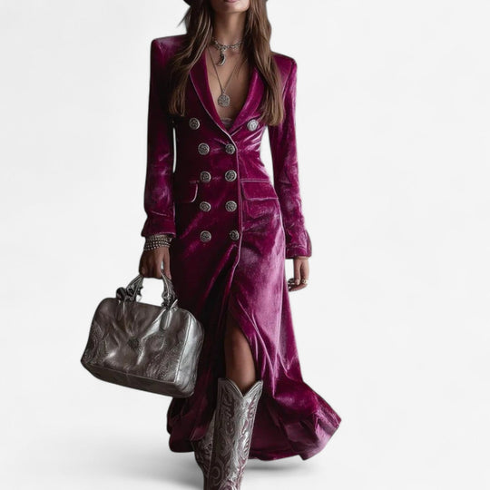 Virginie™ Robe Croisée em Veludo