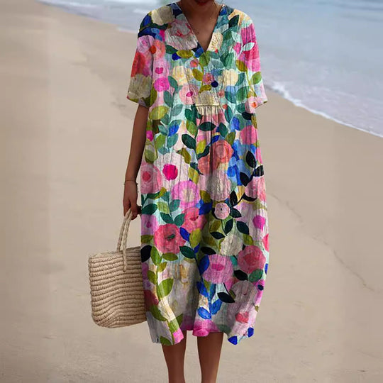 Luna - Vestido de Verão Floral Colorido