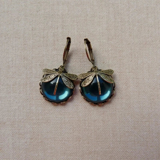 Brincos de Libélula em Ouro Antigo