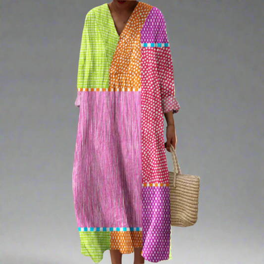 Ruby | Vestido Maxi Patchwork de Poá
