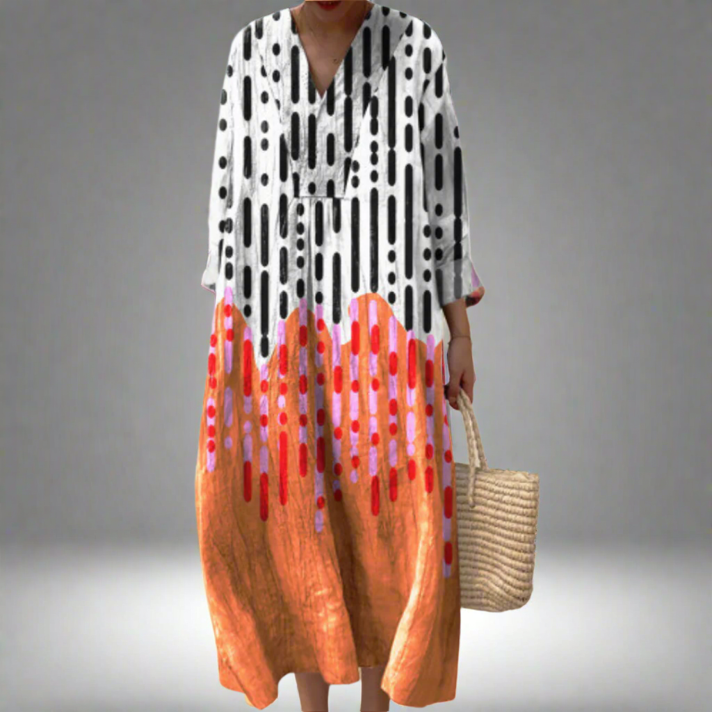 Tessa | Vestido Maxi com Estampa Abstrata