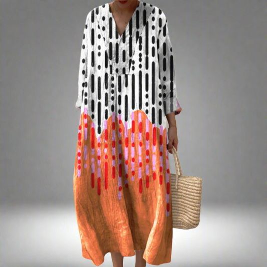 Tessa | Vestido Maxi com Estampa Abstrata