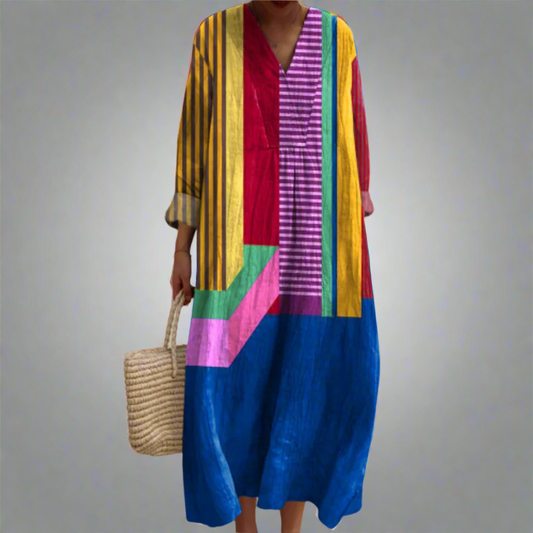 Ruth | Vestido Maxi Breezy em Bloco de Cores