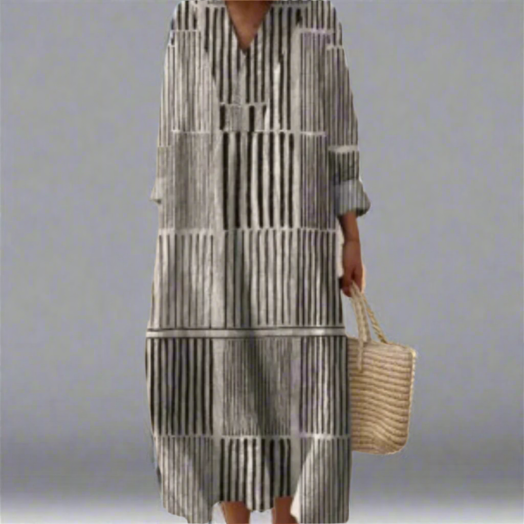 Margot | Vestido Confortável Listrado Monocromático